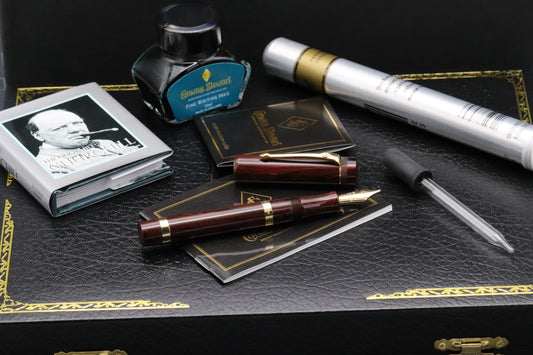 Conway Stewart Marlborough Rose Ripple Ebonite Eyedropper Fountain Pen - IB Nib
