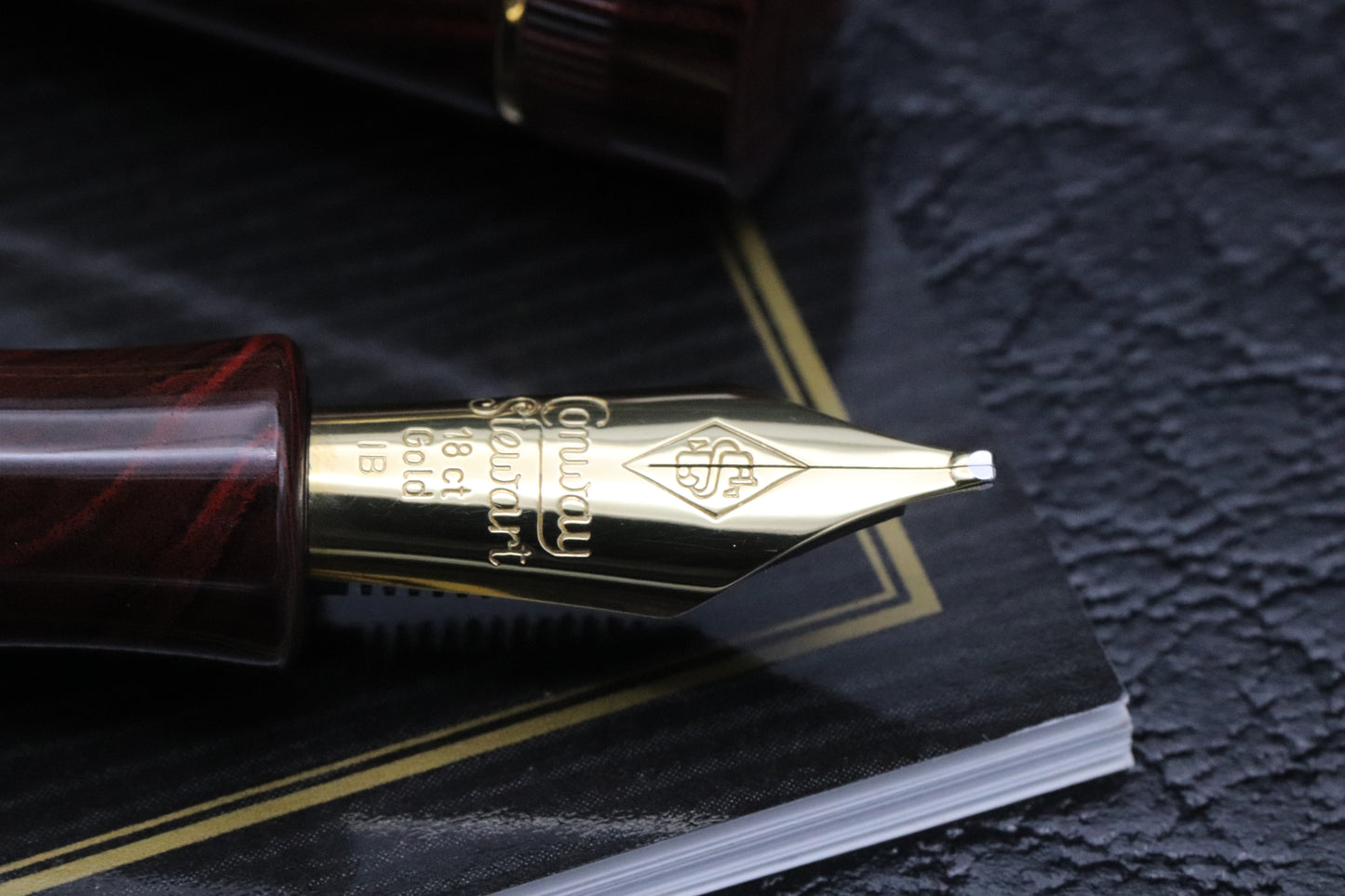 Conway Stewart Marlborough Rose Ripple Ebonite Eyedropper Fountain Pen - IB Nib