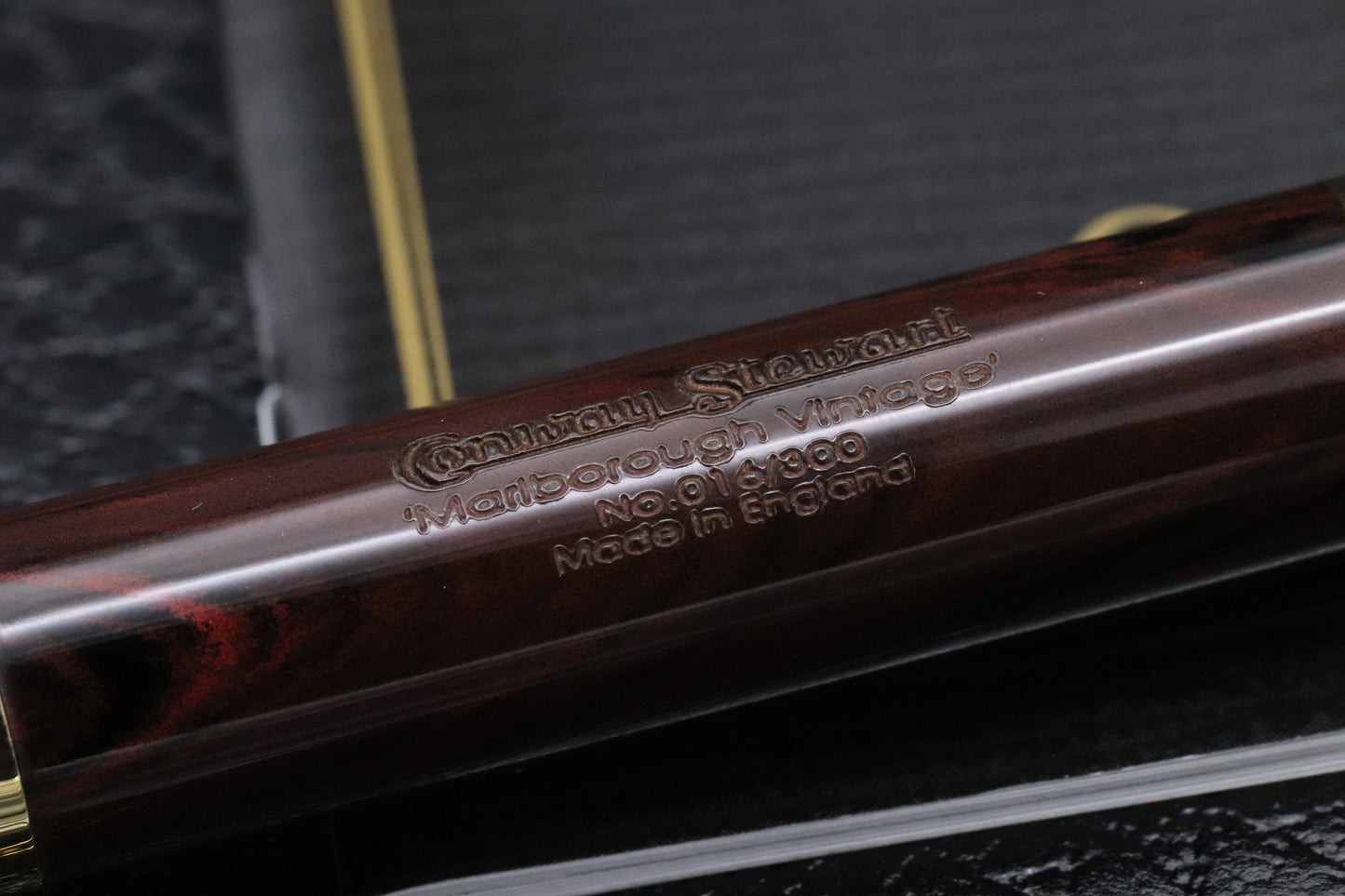 Conway Stewart Marlborough Rose Ripple Ebonite Eyedropper Fountain Pen - IB Nib