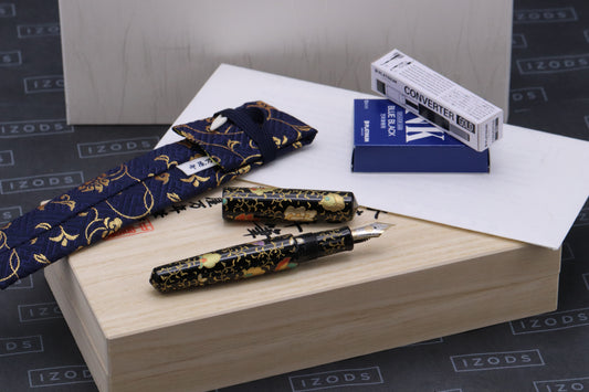 Nakaya Piccolo Cigar Housoge Black Colourful Lines Fountain Pen - UNUSED - Bi-Tone Soft Fine Nib
