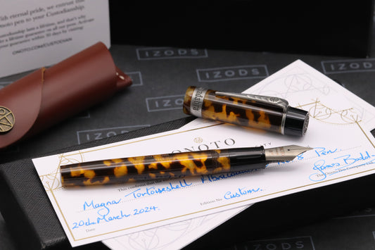 Onoto Magna Tortoiseshell Abracadabra Custom Fountain Pen - EF #8 Ti Nib
