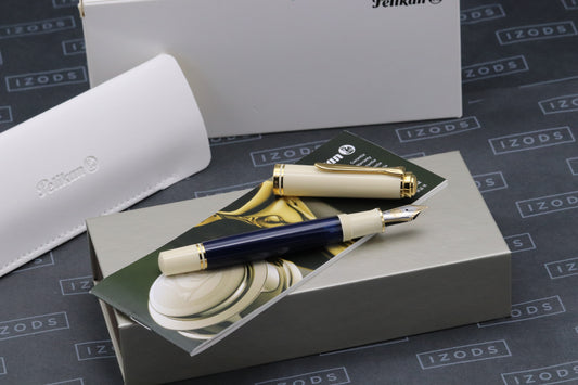 Pelikan Souveran M800 Cream Blue Fountain Pen - F Nib