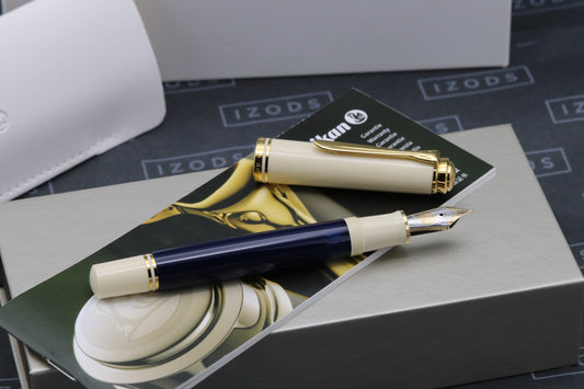 Pelikan Souveran M800 Cream Blue Fountain Pen - F Nib