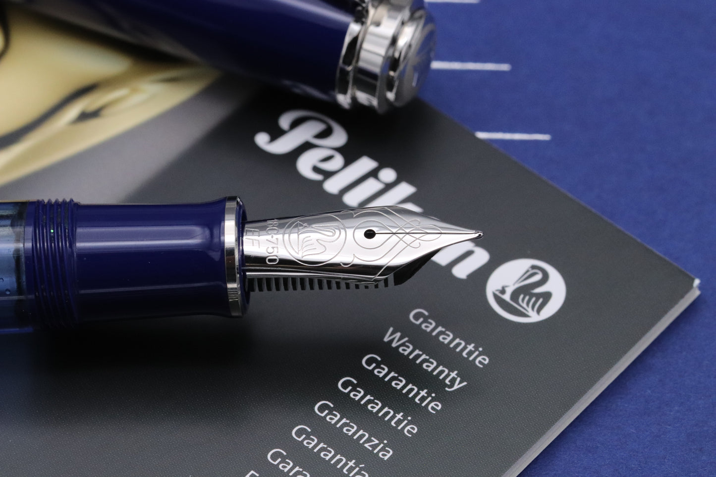 Pelikan Souveran M815 Metal Striped Blue Fountain Pen - EF Nib