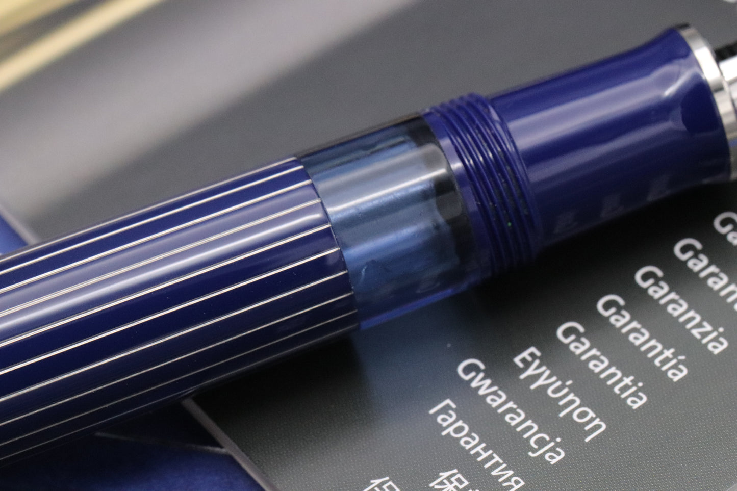 Pelikan Souveran M815 Metal Striped Blue Fountain Pen - EF Nib