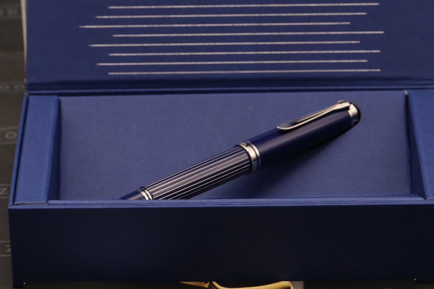 Pelikan Souveran M815 Metal Striped Blue Fountain Pen - EF Nib