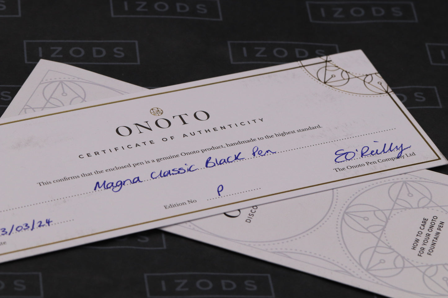 Onoto Magna Ebonite Vermeil Prototype Fountain Pen