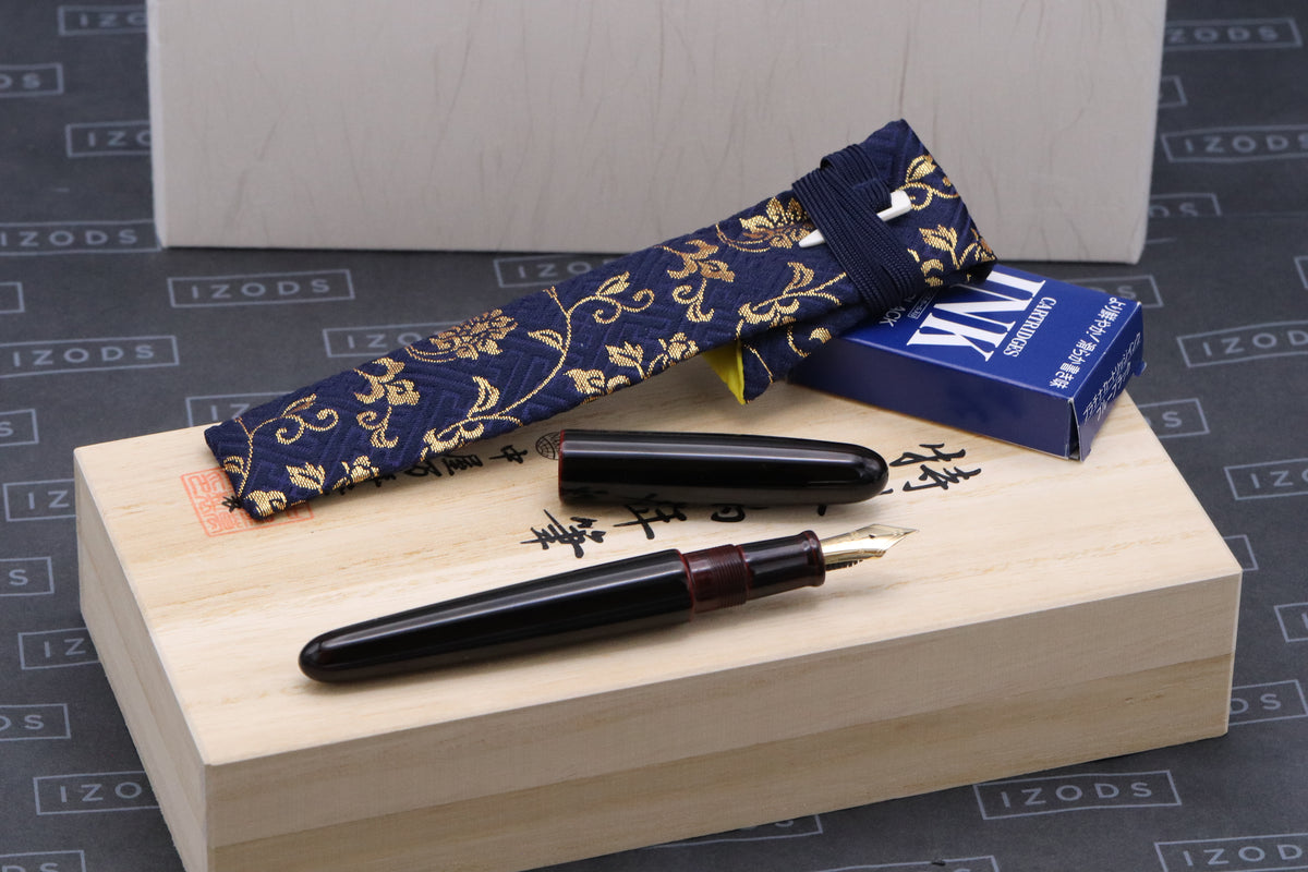 Nakaya Portable Cigar Aka-Tamenuri Fountain Pen with Platinum 3776 SF Nib