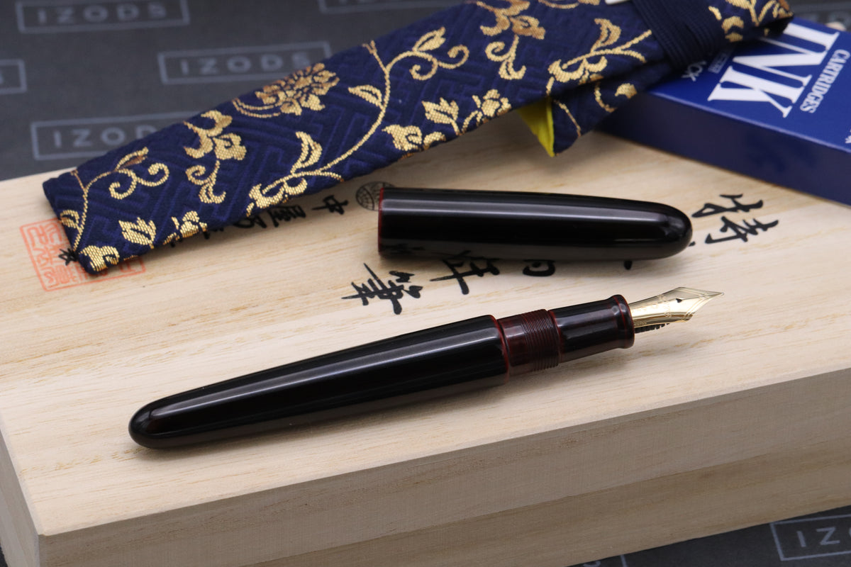 Nakaya Portable Cigar Aka-Tamenuri Fountain Pen with Platinum 3776 SF Nib
