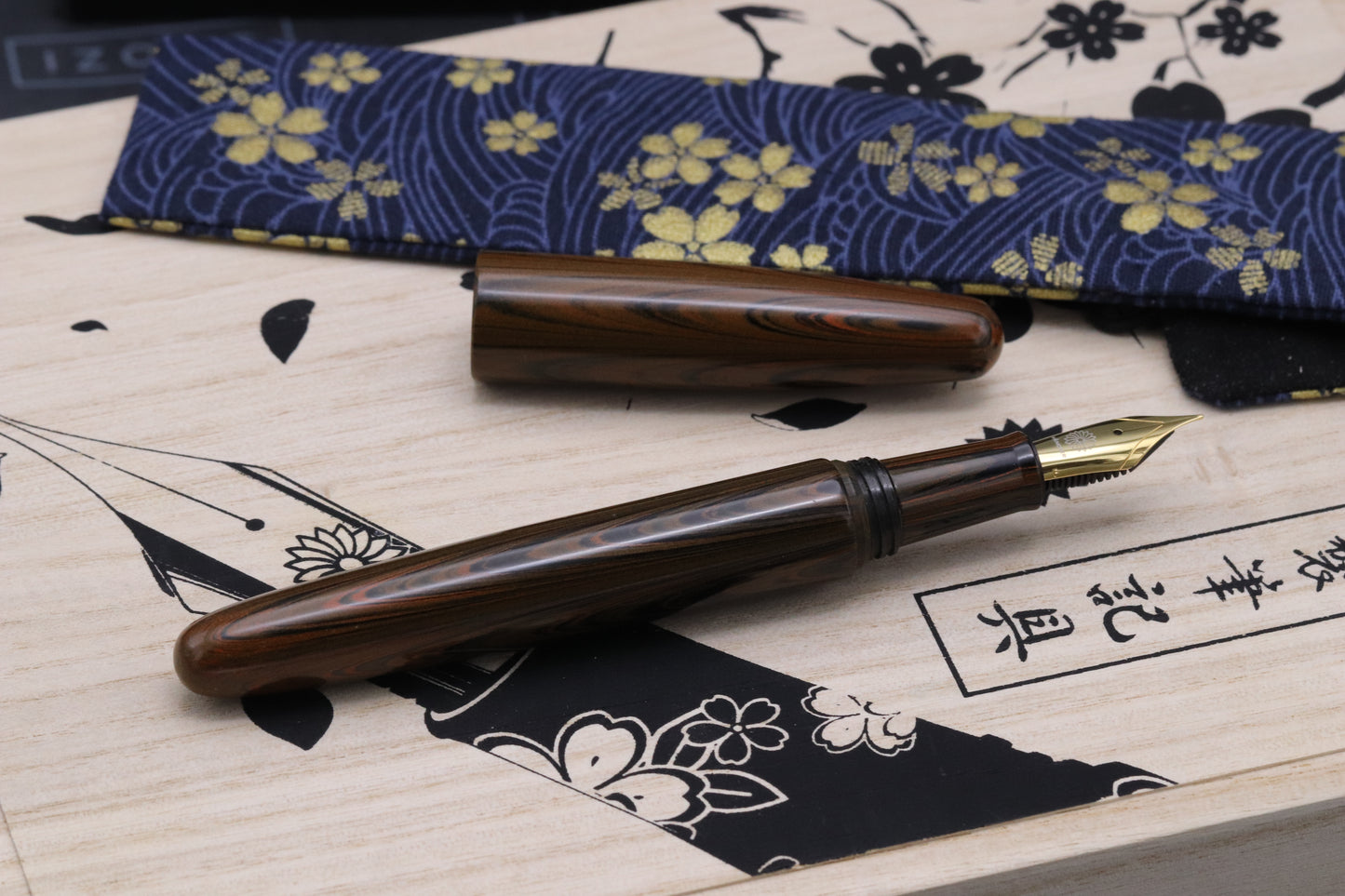 Wancher True Ebonite Marble Brown Fountain Pen