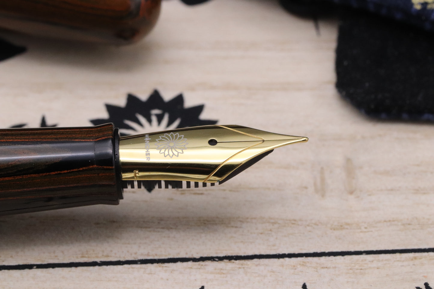 Wancher True Ebonite Marble Brown Fountain Pen