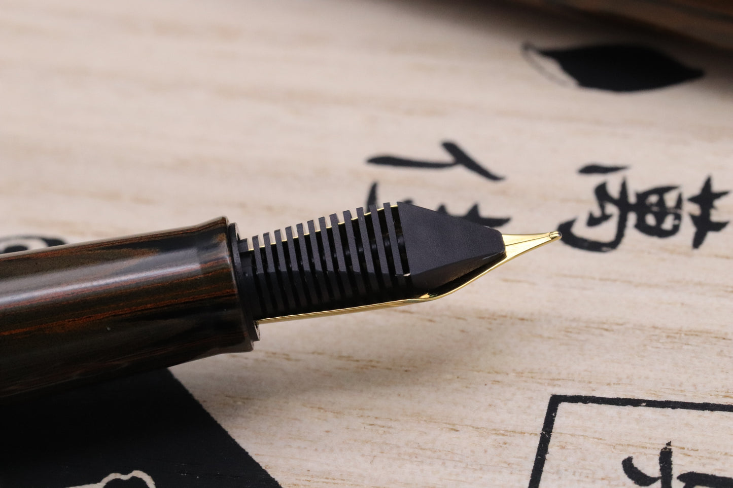 Wancher True Ebonite Marble Brown Fountain Pen