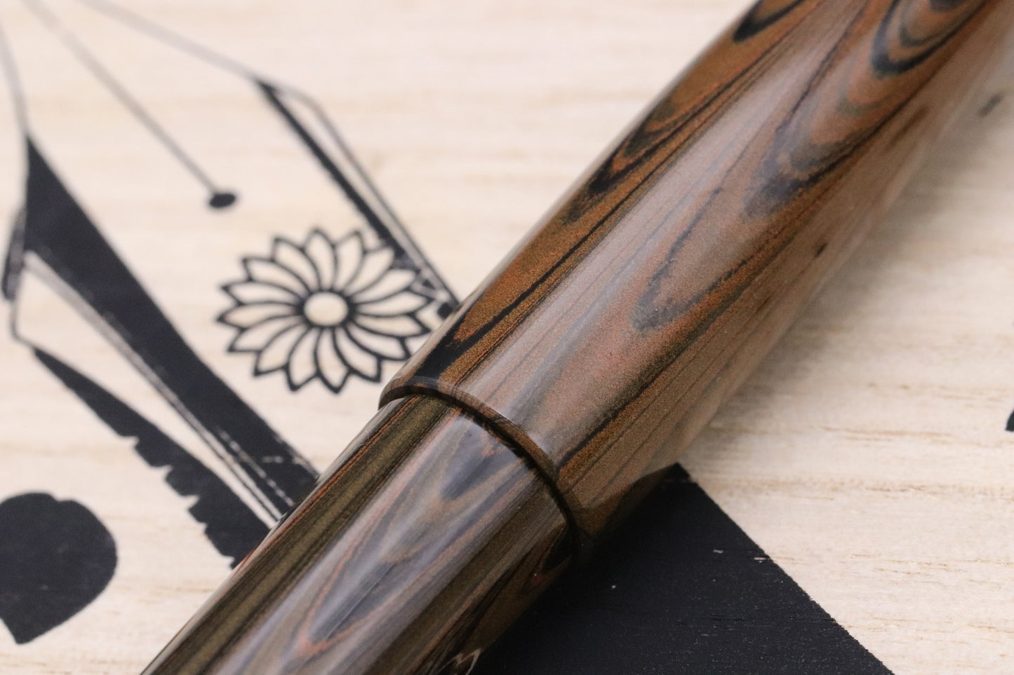 Wancher True Ebonite Marble Brown Fountain Pen