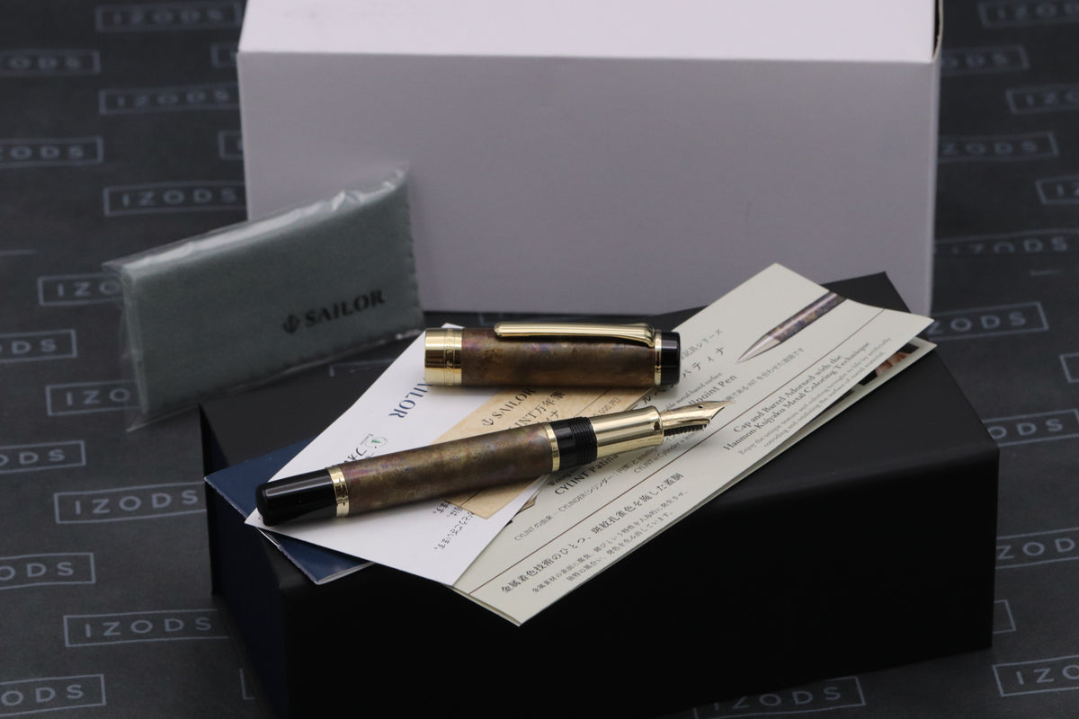 Sailor CYLINT Gold Patina Fountain Pen - INKED ONCE