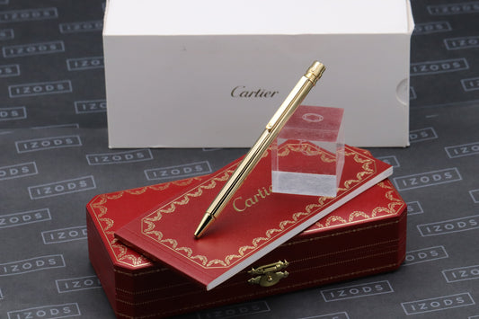 Cartier Santos de Cartier Gold-Coated Godron Ballpoint Pen - UNUSED