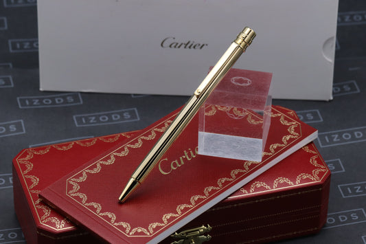 Cartier Santos de Cartier Gold-Coated Godron Ballpoint Pen - UNUSED