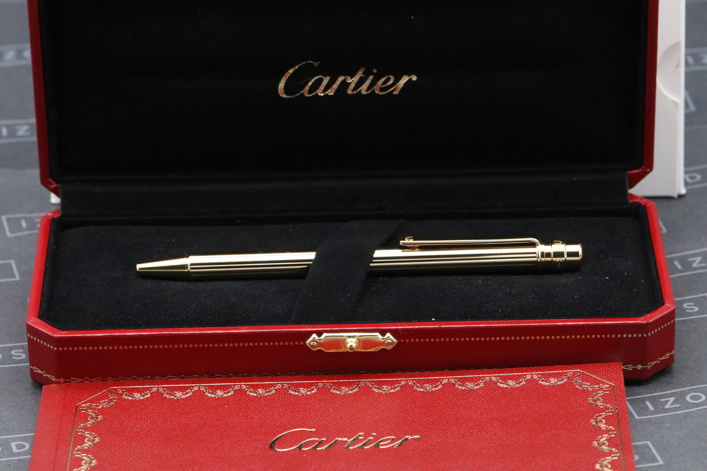 Cartier Santos de Cartier Gold-Coated Godron Ballpoint Pen - UNUSED