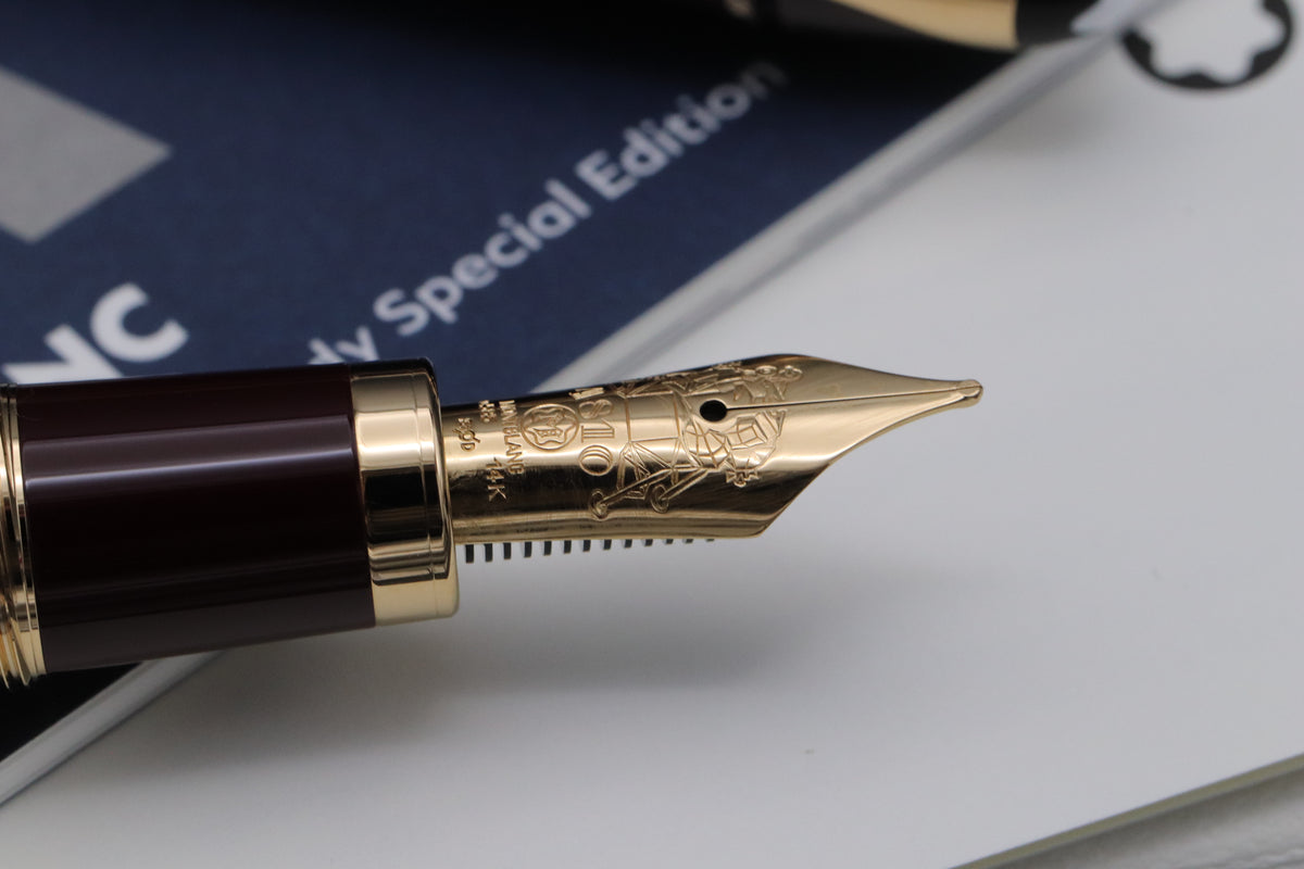 Montblanc Great Characters JFK Burgundy Fountain Pen - UNUSED - Medium Nib