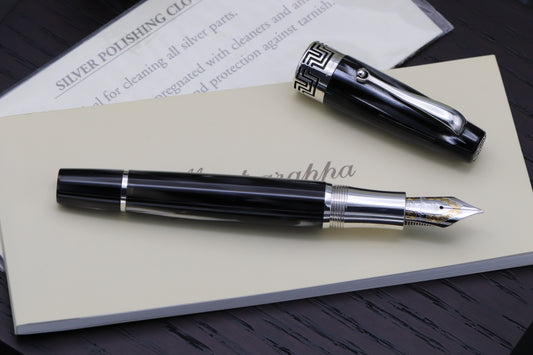 Montegrappa Extra 1930 Black White Celluloid Fountain Pen - Serviced by Montegrappa December 2025