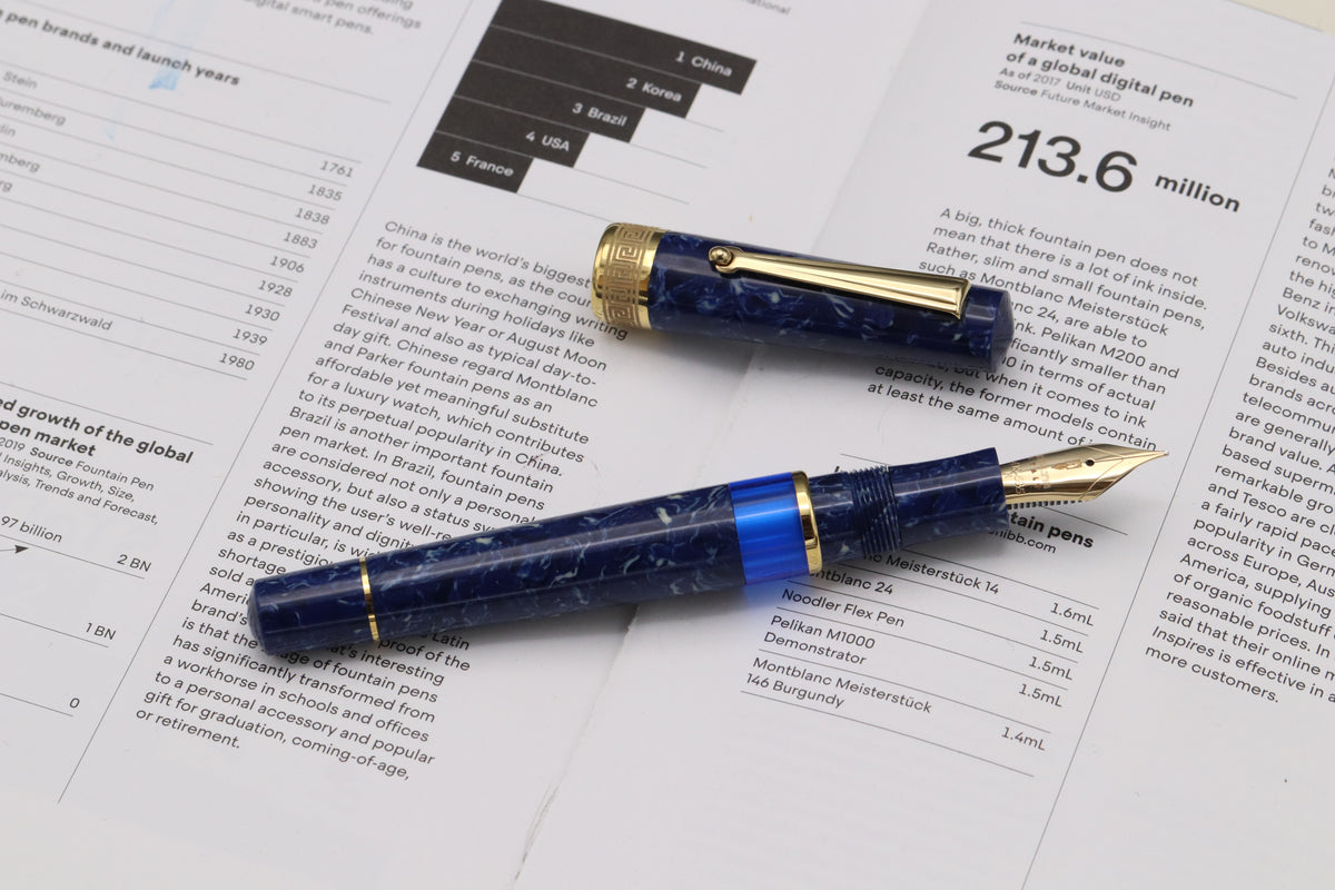 Delta Lapis Blue Celluloid Gold-Coated Limited Edition Fountain Pen