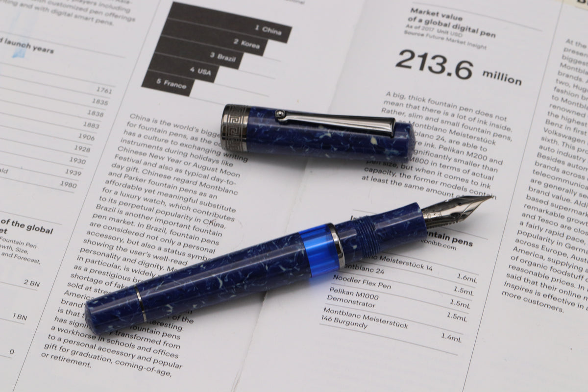 Delta Lapis Blue Celluloid Ruthenium Limited Edition Fountain Pen