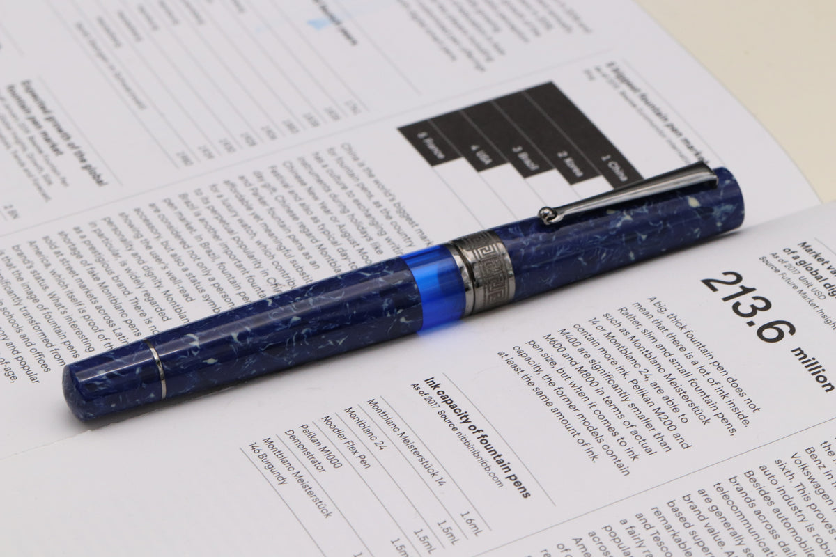 Delta Lapis Blue Celluloid Ruthenium Limited Edition Fountain Pen