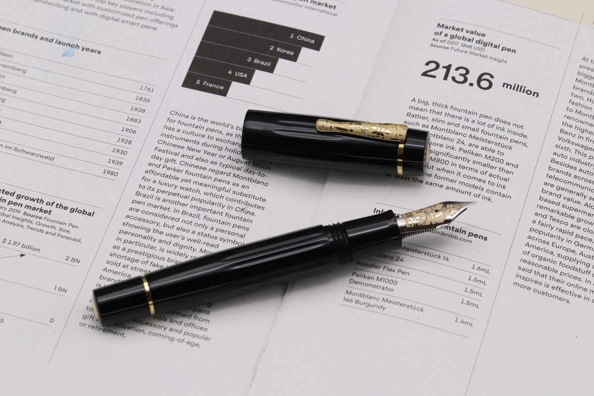 Delta Bio+16 Black Fountain Pen - #8 Nib