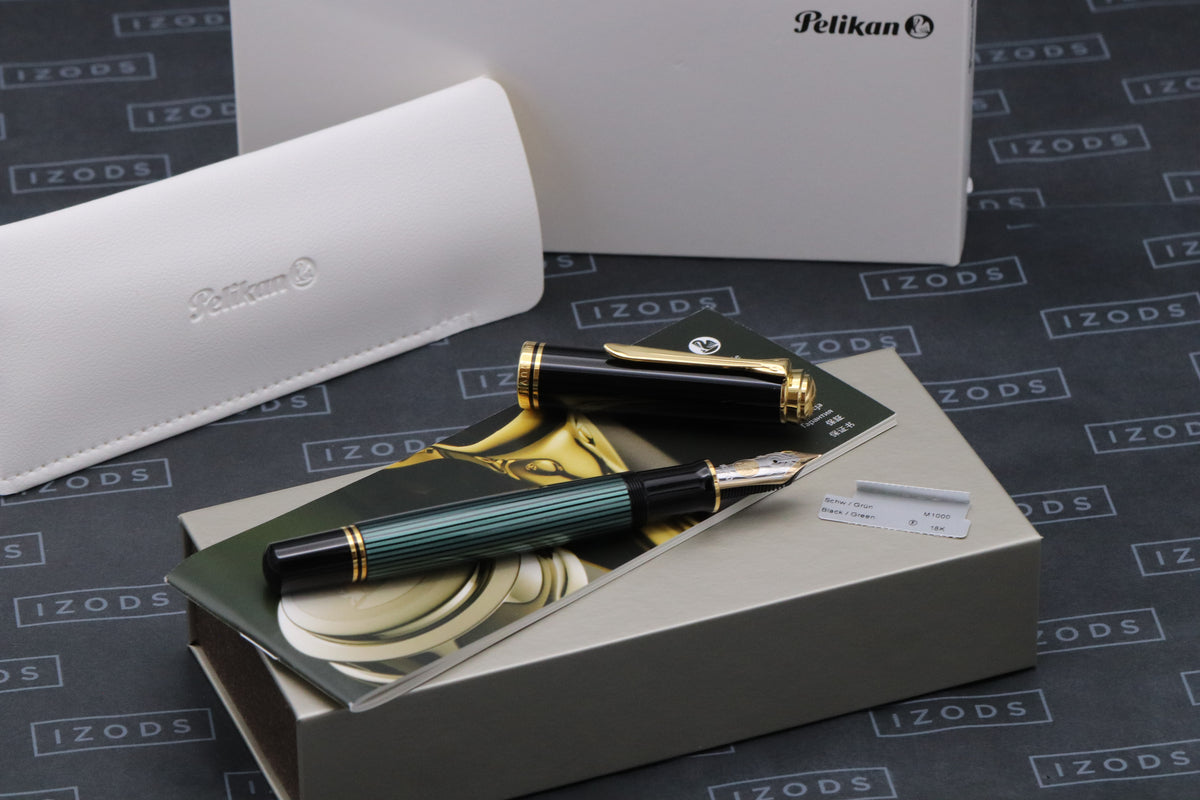Pelikan Souveran M1000 Black Green Fountain Pen - Fine Nib - UNUSED
