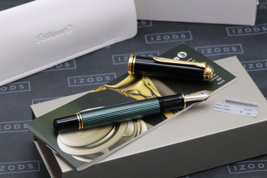 Pelikan Souveran M1000 Black Green Fountain Pen - Fine Nib - UNUSED
