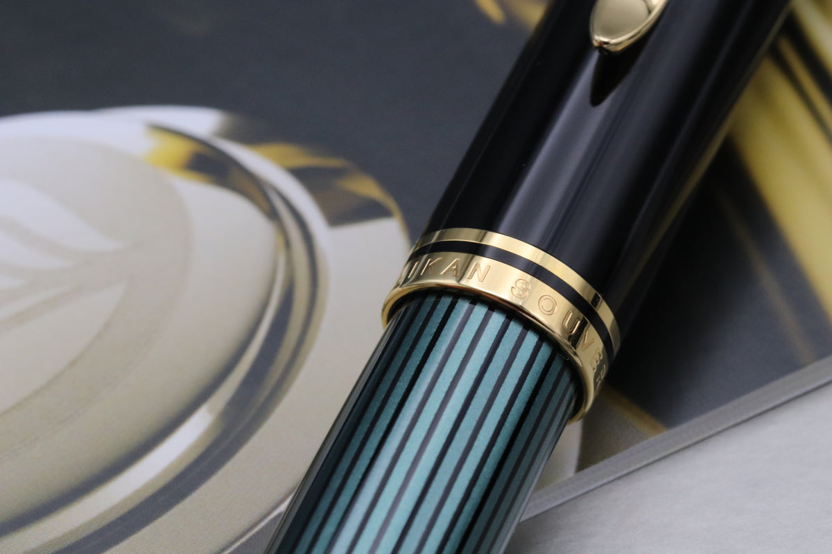 Pelikan Souveran M1000 Black Green Fountain Pen - Fine Nib - UNUSED