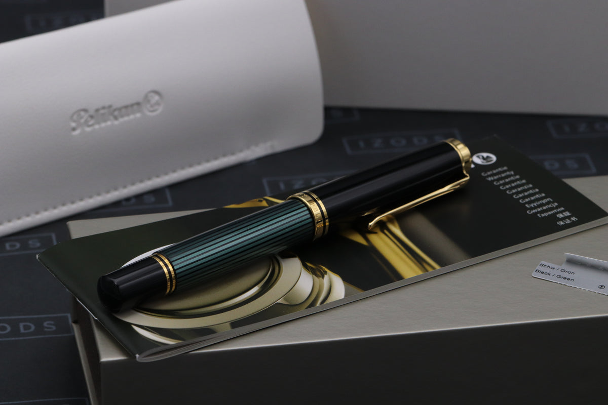 Pelikan Souveran M1000 Black Green Fountain Pen - Fine Nib - UNUSED