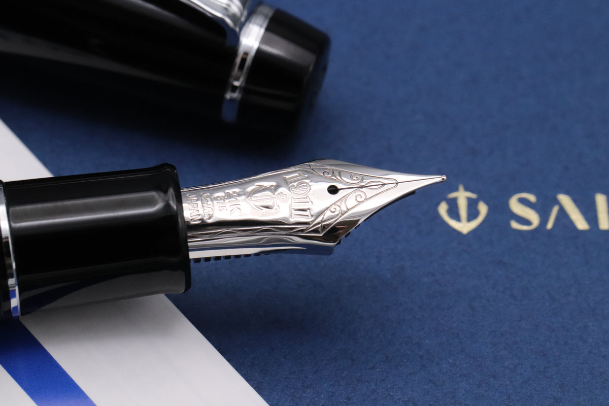 Sailor King of Pen Pro Gear Black Fountain Pen - DIPPED - Old Nib Imprint
