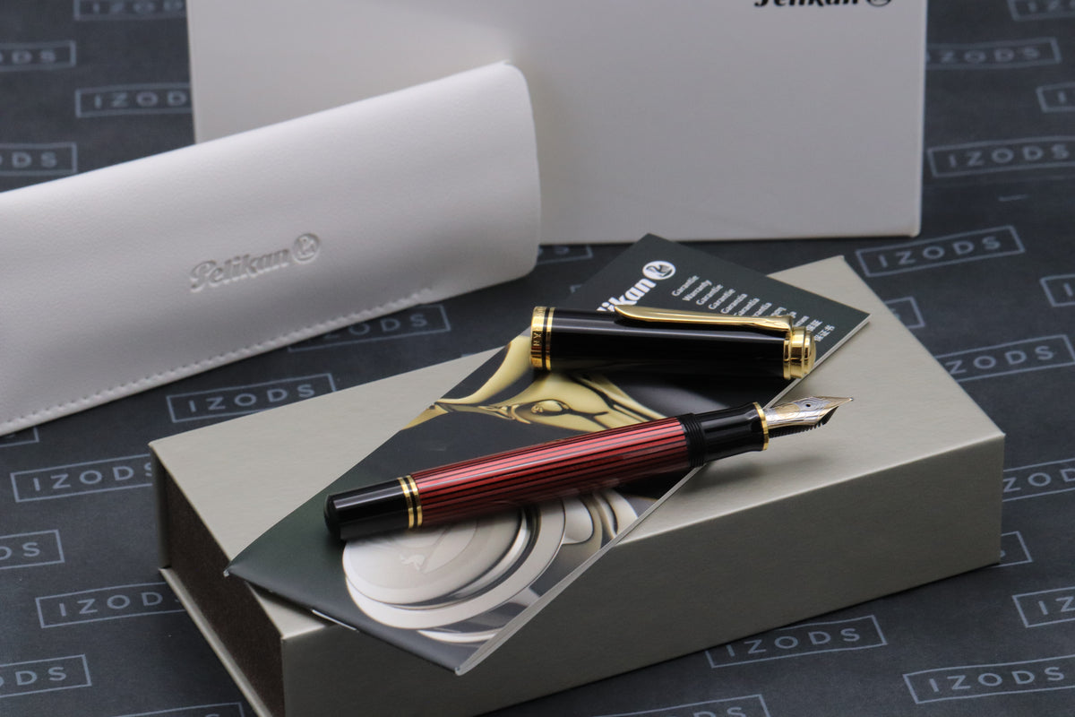 Pelikan Souveran M800 Red Black Fountain Pen - DIPPED