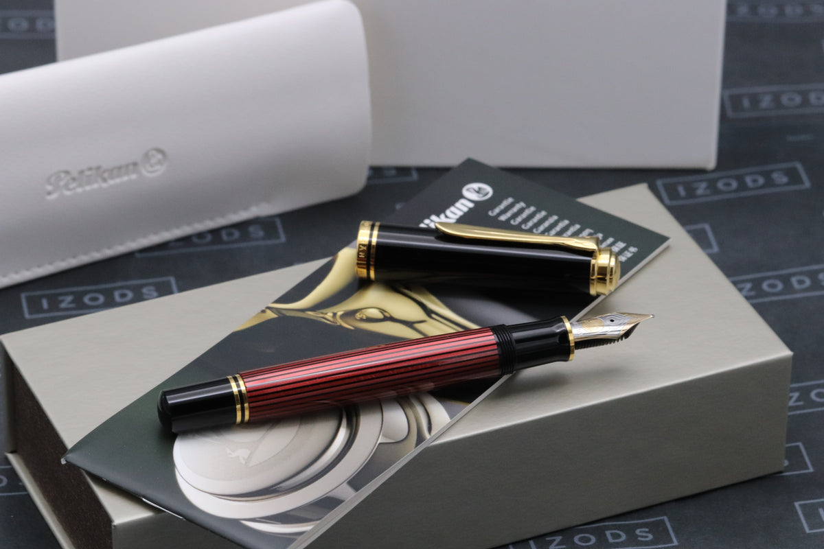 Pelikan Souveran M800 Red Black Fountain Pen - DIPPED