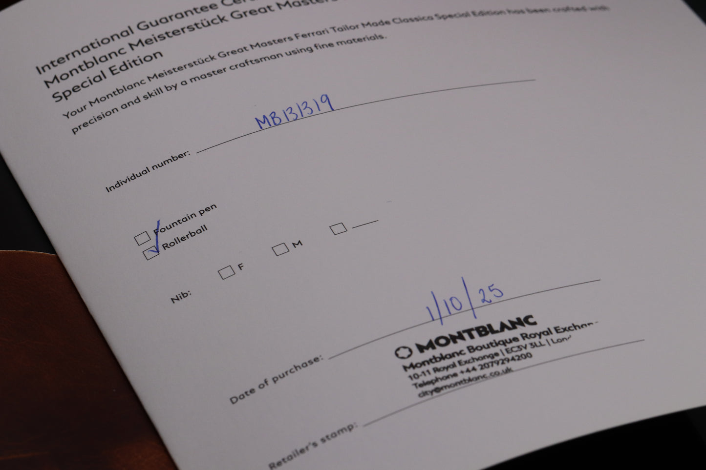 Montblanc Meisterstuck Great Masters Ferrari Tailor Made Classica Rollerball Pen