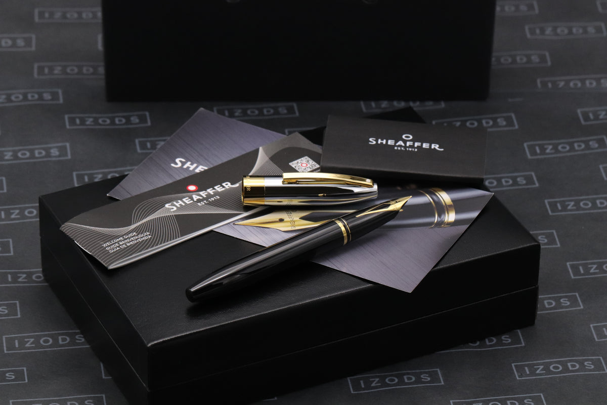 Sheaffer Legacy Black Chrome & Gold Fountain Pen - UNUSED