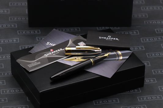 Sheaffer Legacy Black Chrome & Gold Fountain Pen - UNUSED