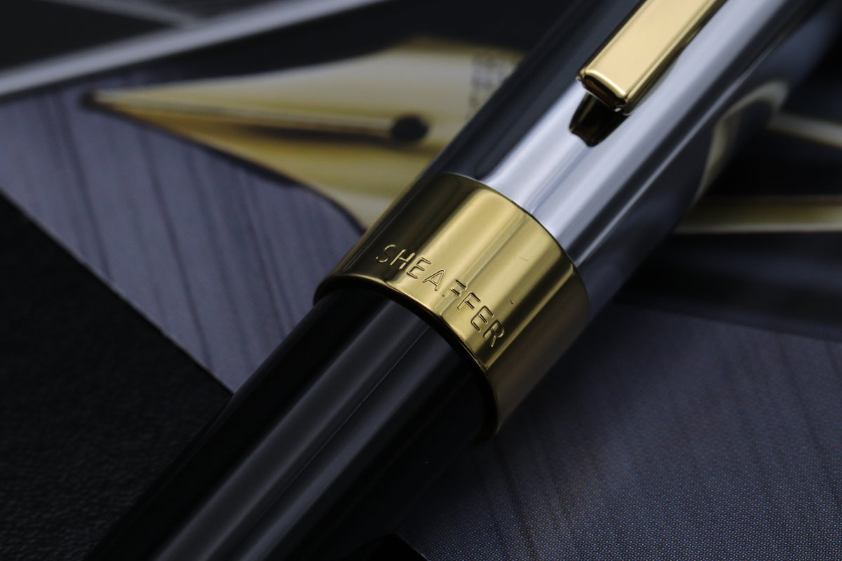 Sheaffer Legacy Black Chrome & Gold Fountain Pen - UNUSED