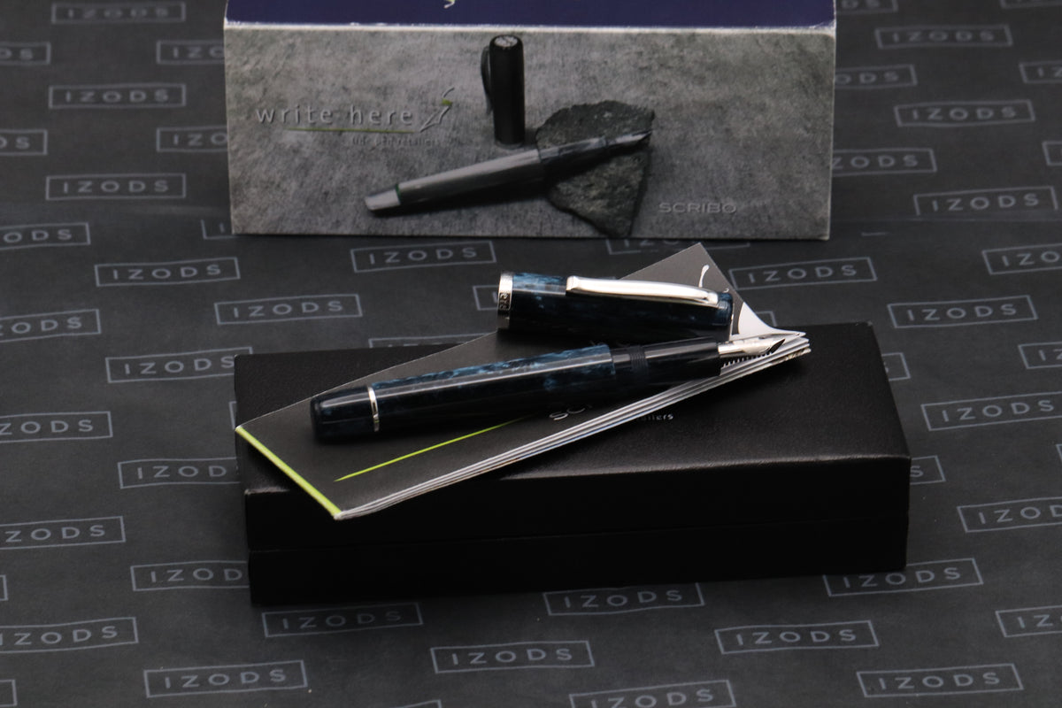 SCRIBO Write Here Mariana Deep Blue Fountain Pen - 18k Extra Fine Nib