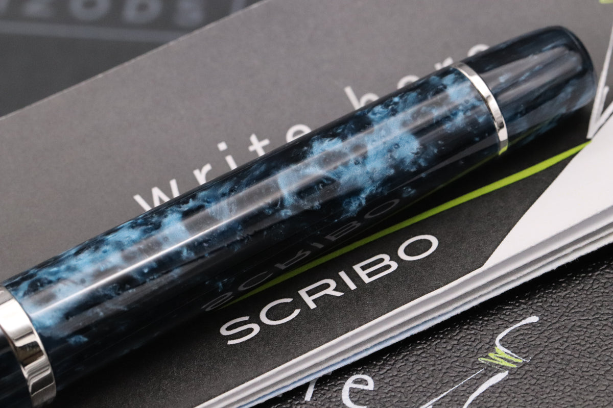 SCRIBO Write Here Mariana Deep Blue Fountain Pen - 18k Extra Fine Nib