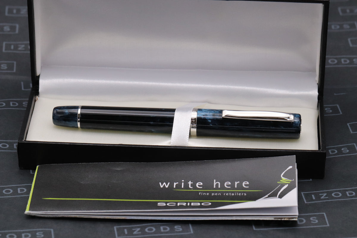 SCRIBO Write Here Mariana Deep Blue Fountain Pen - 18k Extra Fine Nib
