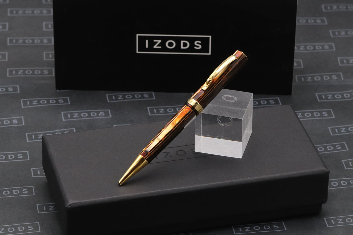 Omas Milord Arco Bronze Celluloid Gold Trim Ballpoint Pen
