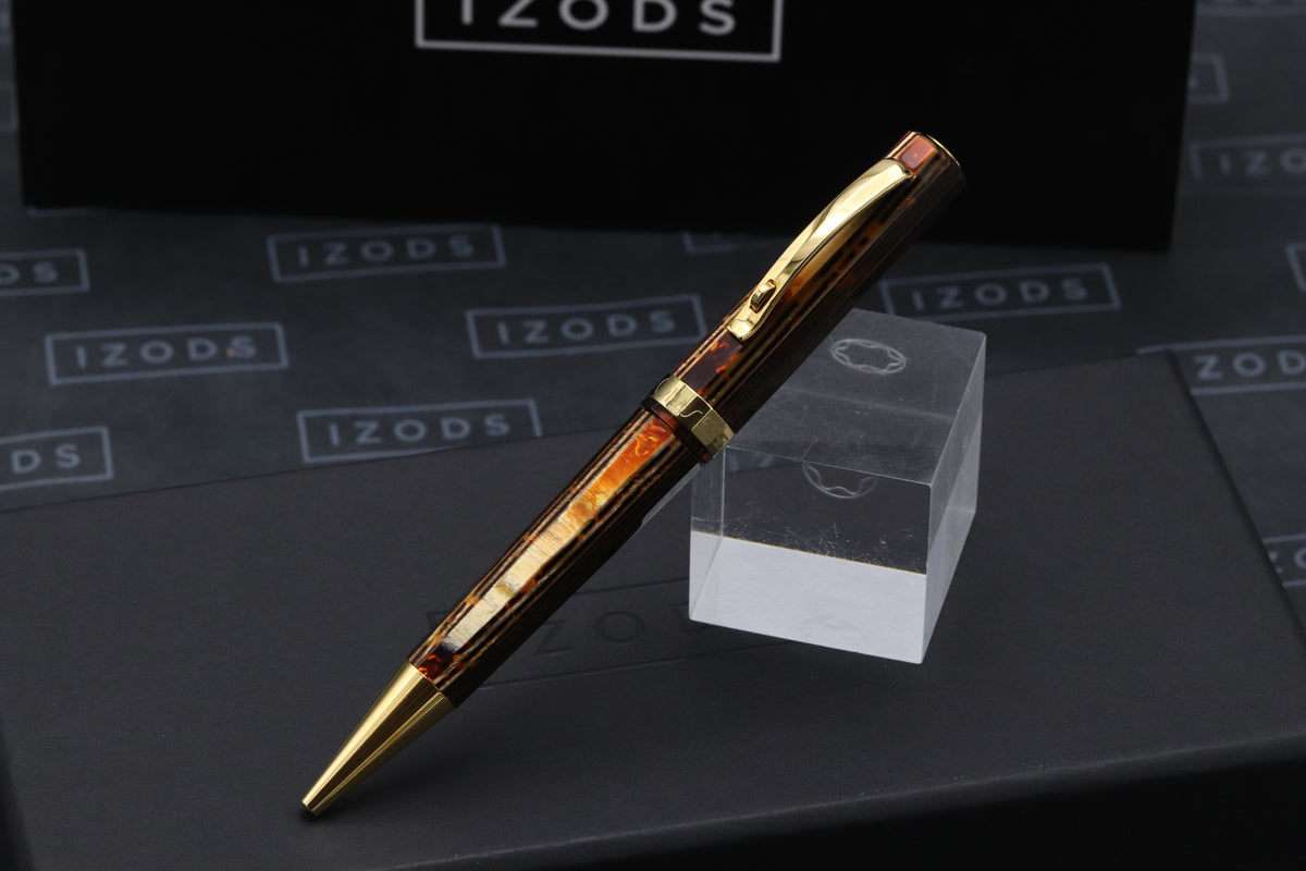 Omas Milord Arco Bronze Celluloid Gold Trim Ballpoint Pen