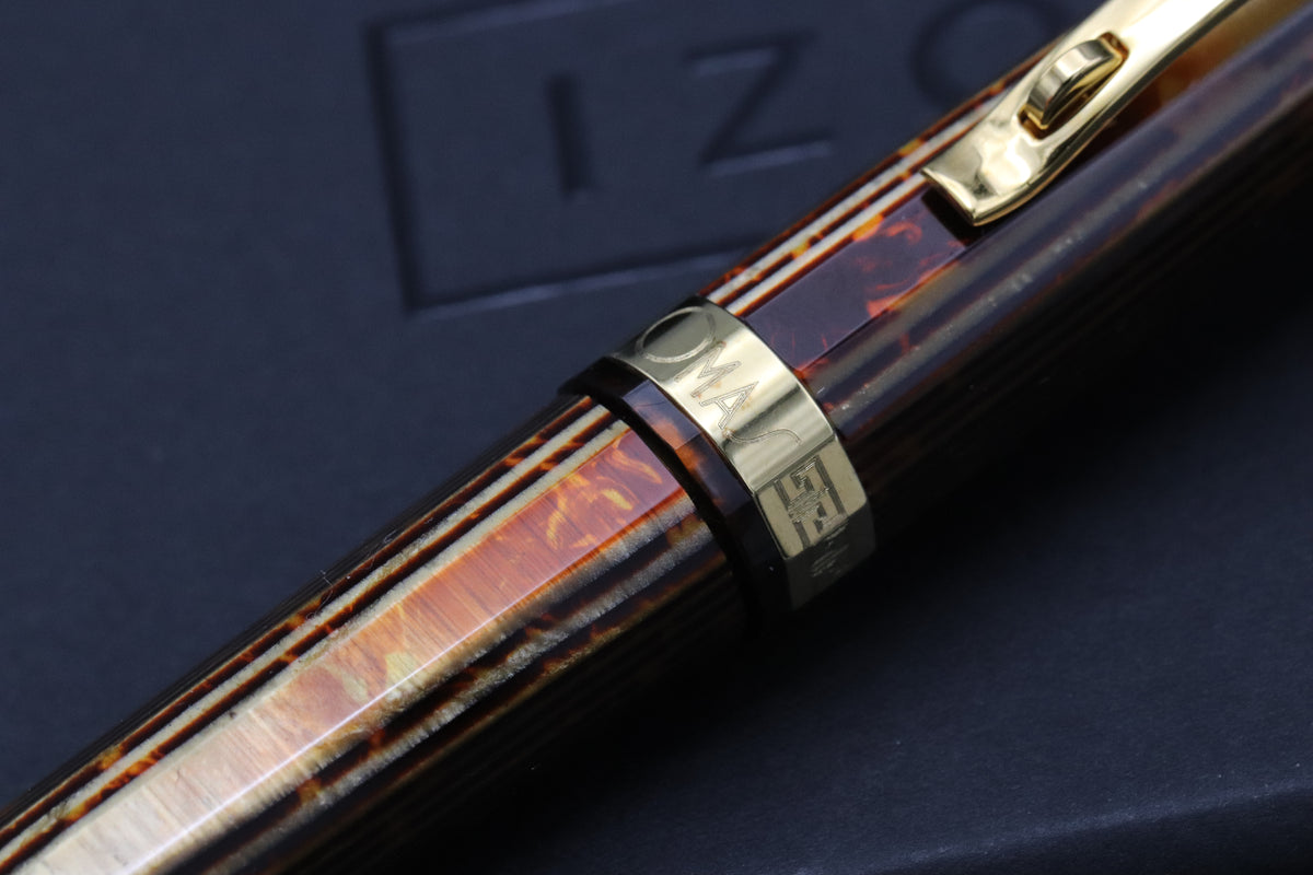 Omas Milord Arco Bronze Celluloid Gold Trim Ballpoint Pen