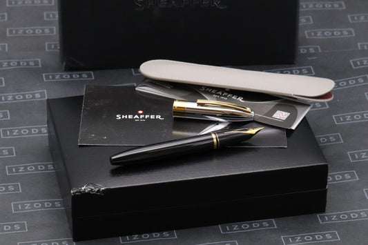 Sheaffer Legacy Black Chrome & Gold Fountain Pen - UNUSED - Fine Nib