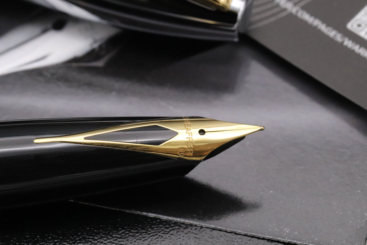 Sheaffer Legacy Black Chrome & Gold Fountain Pen - UNUSED - Fine Nib