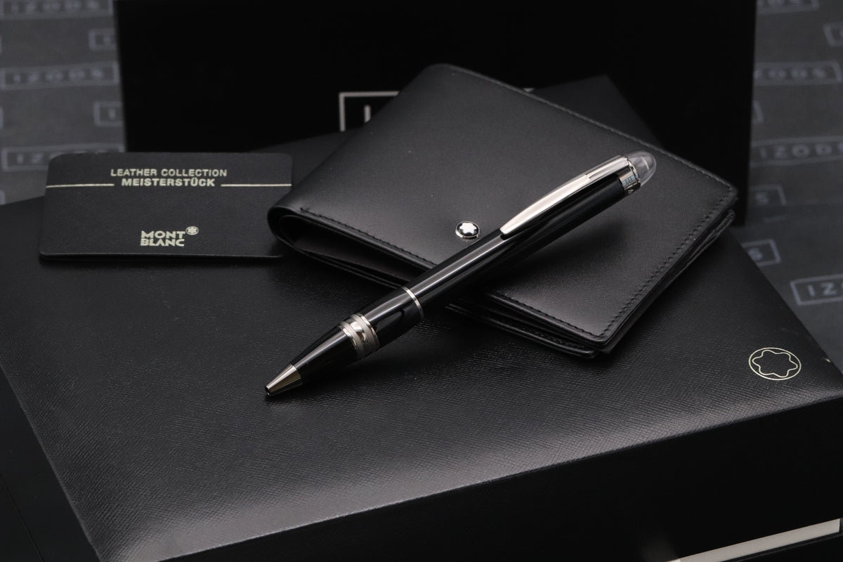 Montblanc Starwalker Midnight Black Ballpoint Pen and 6CC Wallet Set