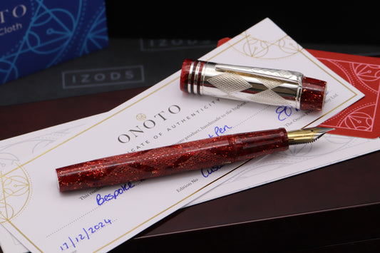 Onoto Bespoke Red Diamond Cast Sterling Silver Fountain Pen