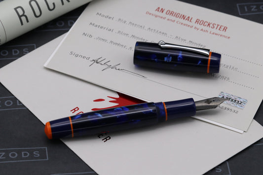 Rockster Big Rascal Artisan Blue Monday Fountain Pen - Titanium Nib