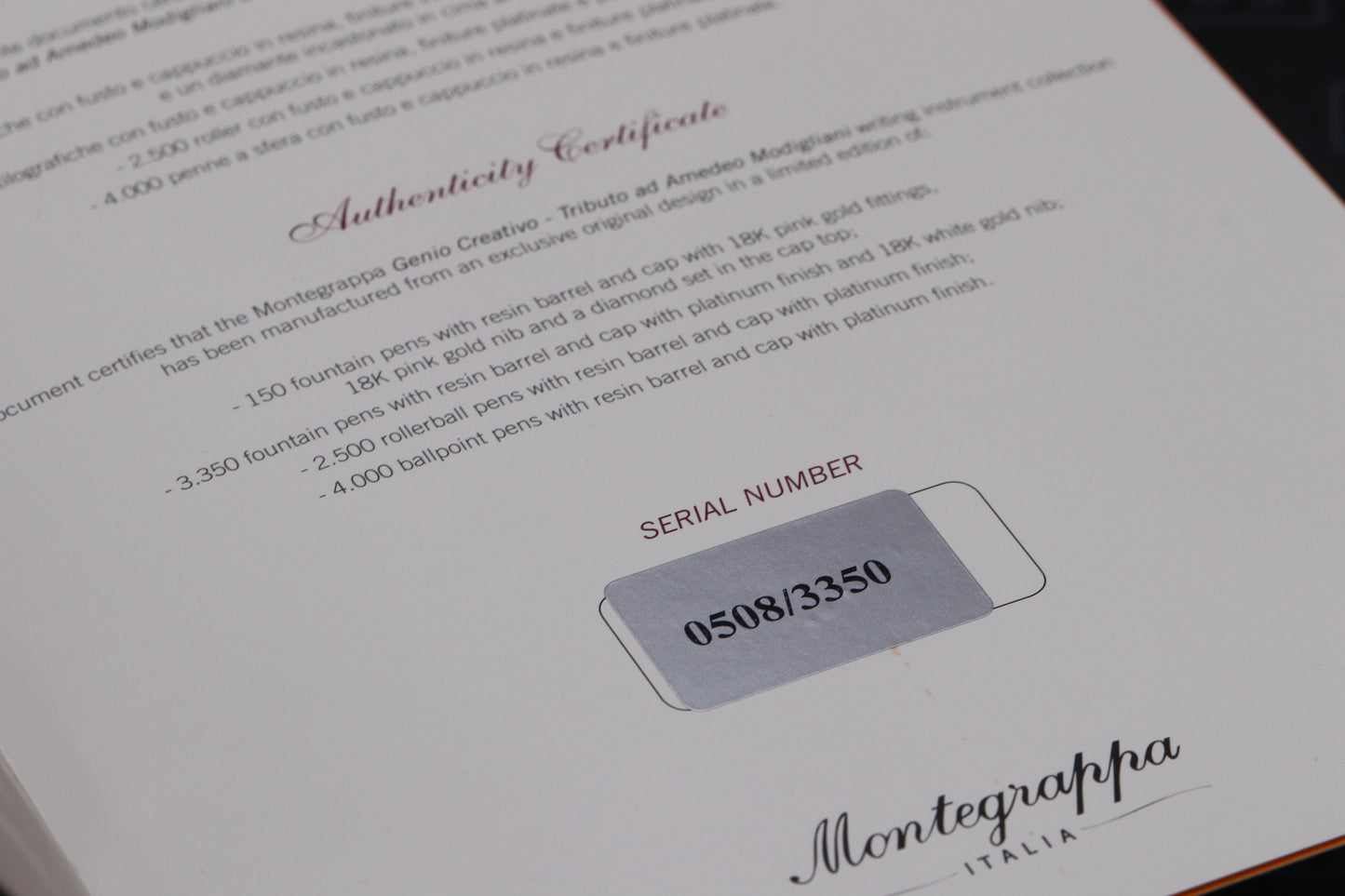 Montegrappa Amedeo Modigliani Limited Edition Fountain - UNUSED
